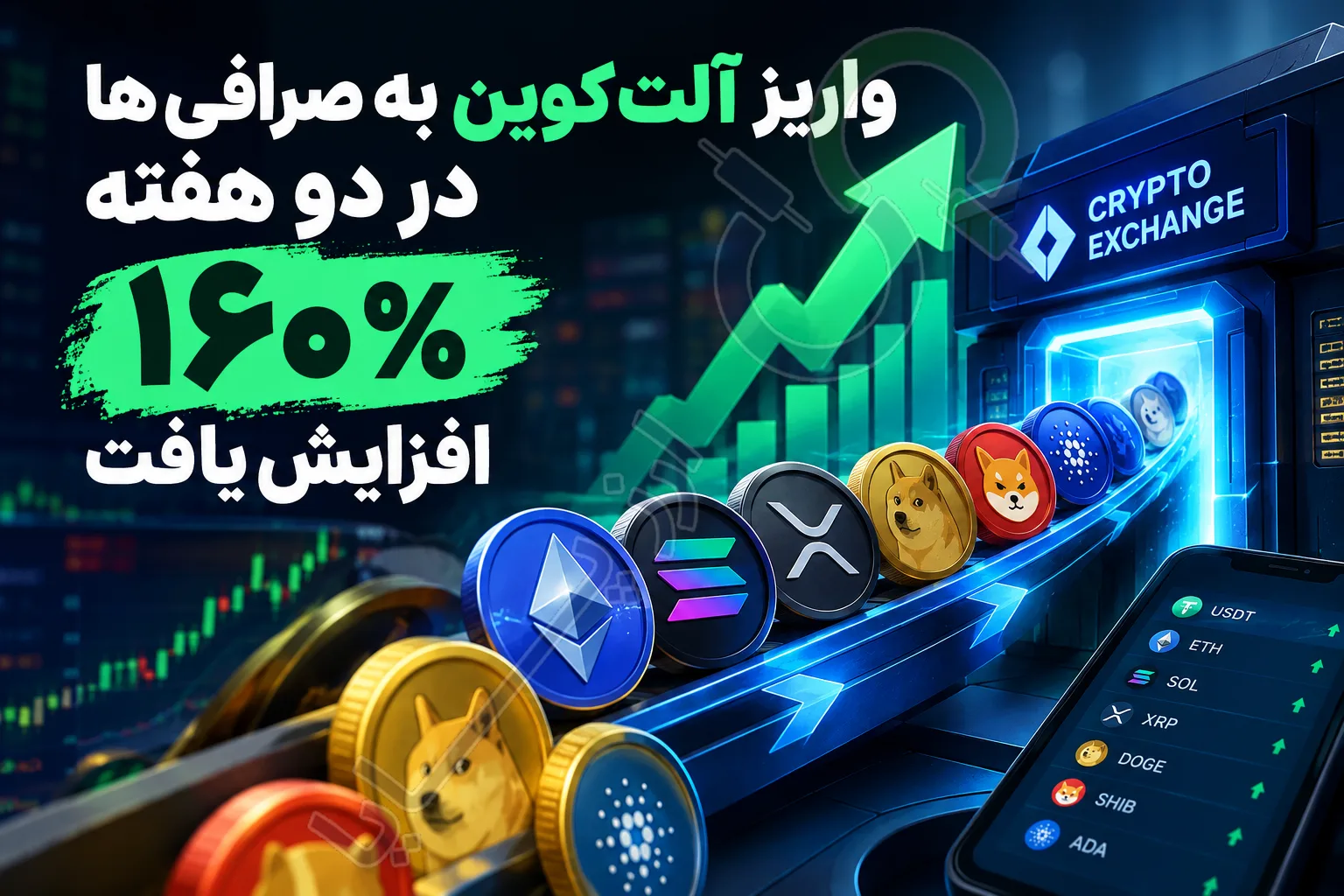 واریز آلت‌کوین به صرافی‌ها در دو هفته **۱۶۰ درصد** افزایش یافت