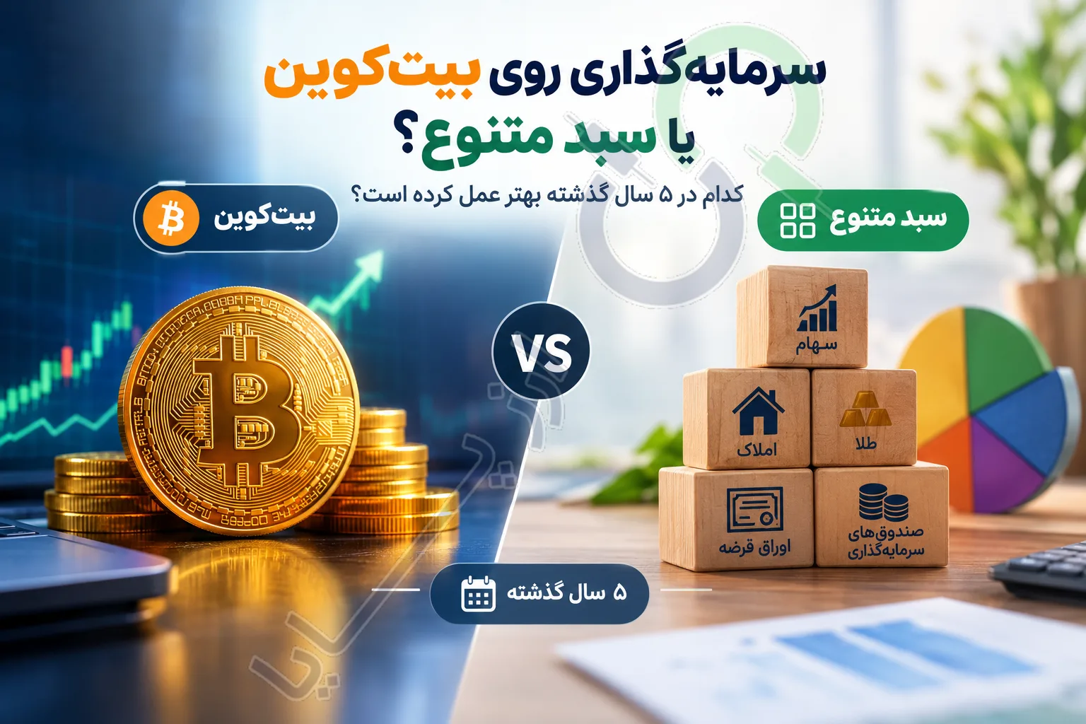 سرمایه‌گذاری روی بیت‌کوین یا سبد متنوع؟ کدام در ۵ سال گذشته بهتر عمل کرده است؟