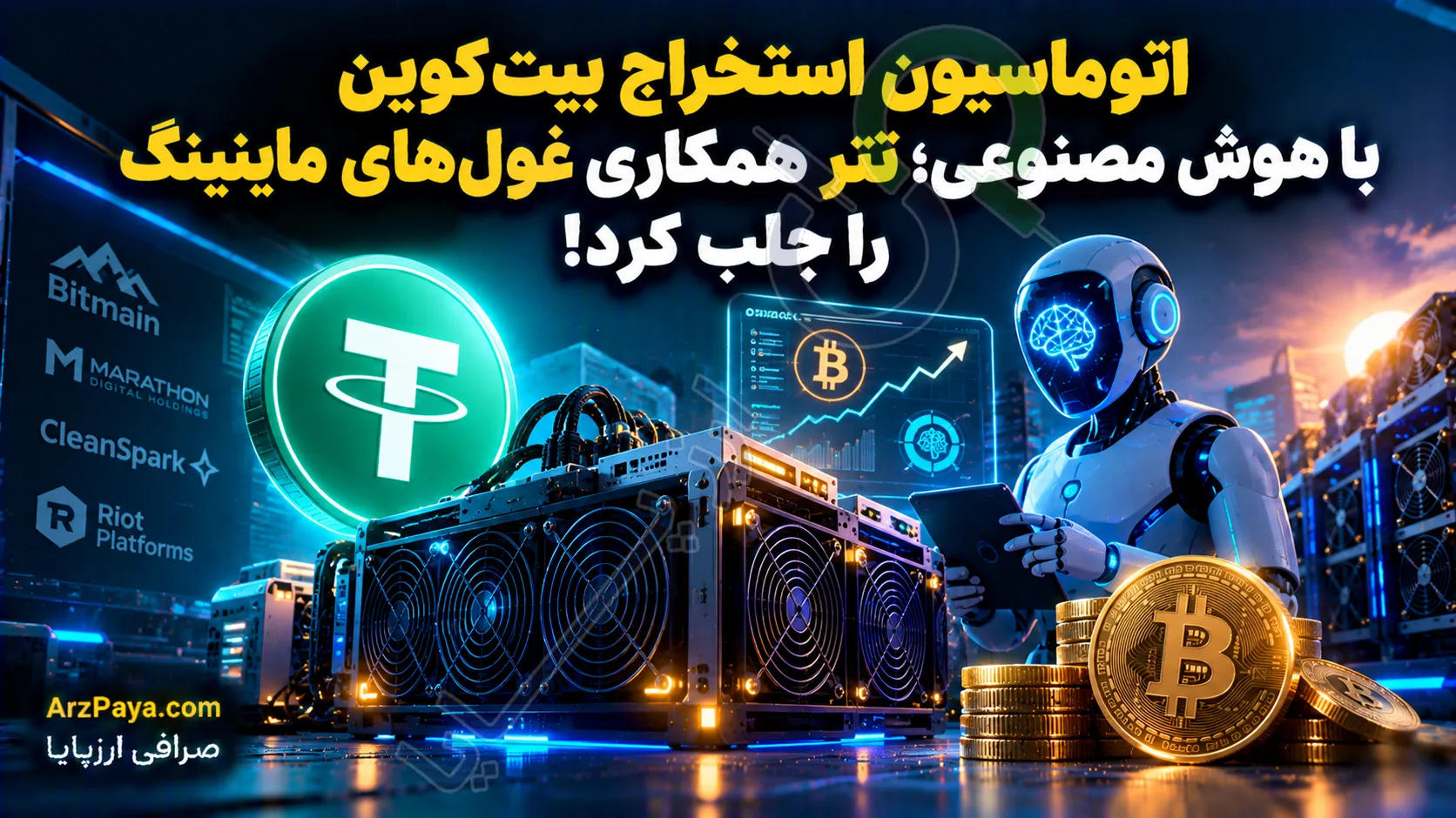 اتوماسیون استخراج بیت‌کوین با هوش مصنوعی؛ تتر همکاری غول‌های ماینینگ را جلب کرد!