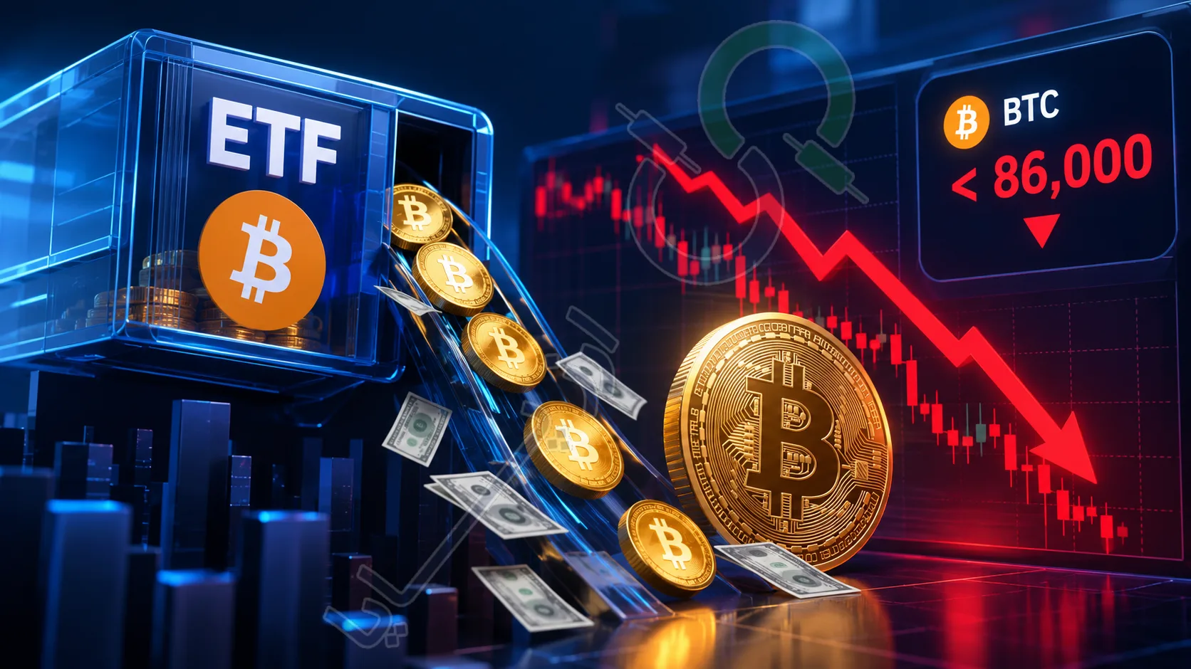 خروج ۹۰ میلیون دلار از صندوق‌های ETF بیت کوین؛ قیمت BTC به زیر ۸۶ هزار دلار سقوط کرد